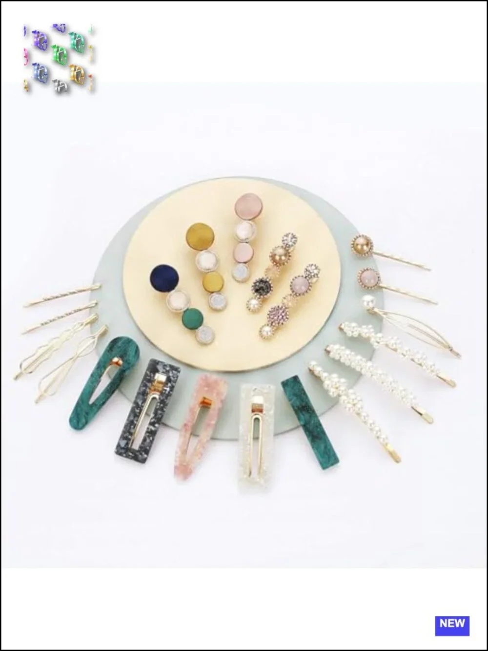 20 PCS Macaron Pearl Acrylic Resin Hair Clips Set, Barrettes Bobby Pins